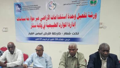 ورشة في سنار لتفعيل وحدة استخدامات الأراضي وتعزيز إدارة الموارد الطبيعية — صورة وكالة السودان للأنباء