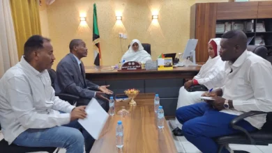 اجتماع رسمي حول طاولة تضم العلم السوداني
